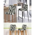 thumbnail image 5 of Sage Green Stripe Bar Stool Covers Set of 6, Grey White Geometric Modern Abstract Stretch Washable Bar Chair Covers with Backs, Removable Pub Counter Height Chair Cover for Kitchen Dining Room Cafe, 5 of 7
