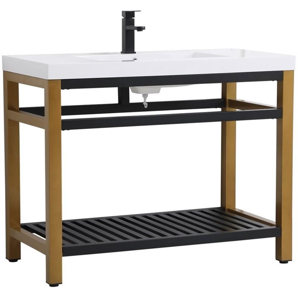 Elegant Kitchen and Bath 42 inch Single Bathroom Metal Vanity in Golden Black