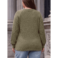 thumbnail image 3 of PINKSIR Plus Size Sweater Tops for Women Lightweight Button Detail Long Sleeve Crewneck Ribbed Knit Loose Tunic Pullover, 3 of 10