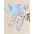thumbnail image 4 of Okbabeha Newborn Baby Girl Easter Outfit Bunny Ruffle Long Sleeve Romper Easter Eggs Long Pants Headband 3Pcs Set 0 3 6 9 12 18 Months, 4 of 8