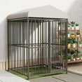 thumbnail image 6 of EuKer Outdoor Dog Kennel with Roof, 4x4x6 ft Heavy-Duty Dog Cage W/Safety Locks & Stainless Steel Bowls for Garden, Backyard, 6 of 8