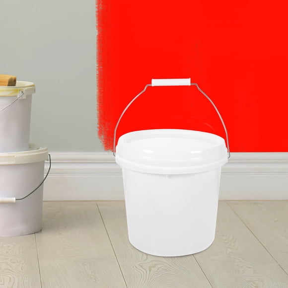 TABLZONE 1Pcs Bucket With Lid Handle White Plastic Storage Pail For Homeowners