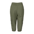 thumbnail image 6 of Cheytotty Womens Cargo Capris, High Waist Drawstring Knee Length, Flap Pockets Summer Army Green L, 6 of 8