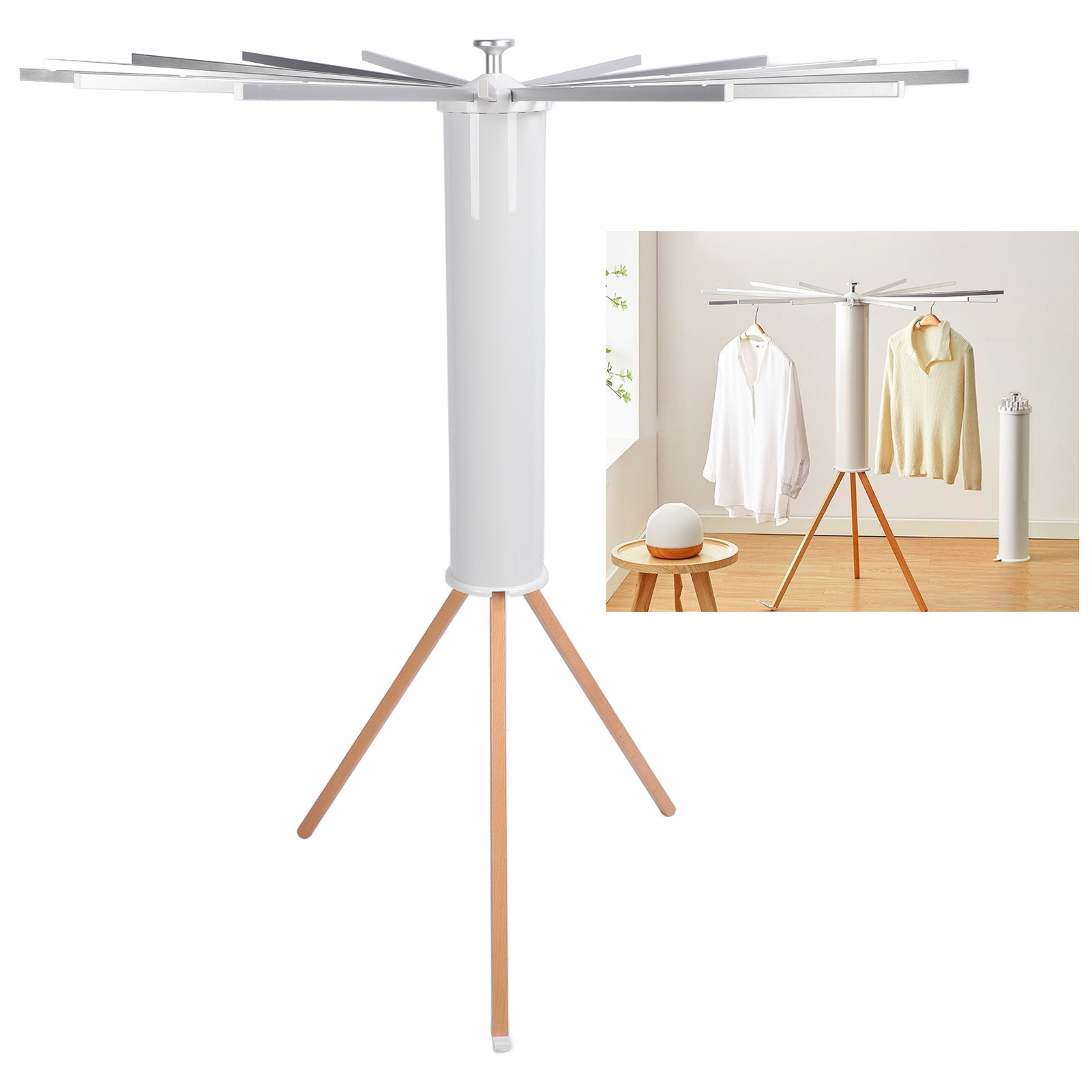 Séchoir à Vêtements Trépied Pliable Portable Robuste pour Intérieur Extérieur, pour Appartements Compacts Sans Séchoir