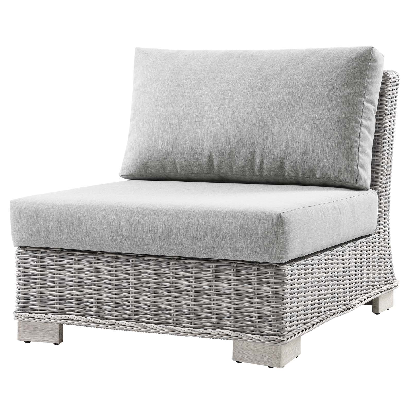 Lounge Sectional Sofa Chair Table Set, Rattan, Wicker, Grey Gray, Modern Contemporary Urban Design, Outdoor Patio Balcony Cafe Bistro Garden Furniture Hotel Hospitality - image 3 of 10