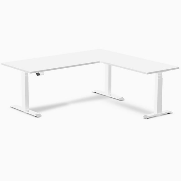 Desky L-Shape Laminate Sit Stand Desk - White / 70.9 x 29.5 x 68.9 x 23.6 inches / White