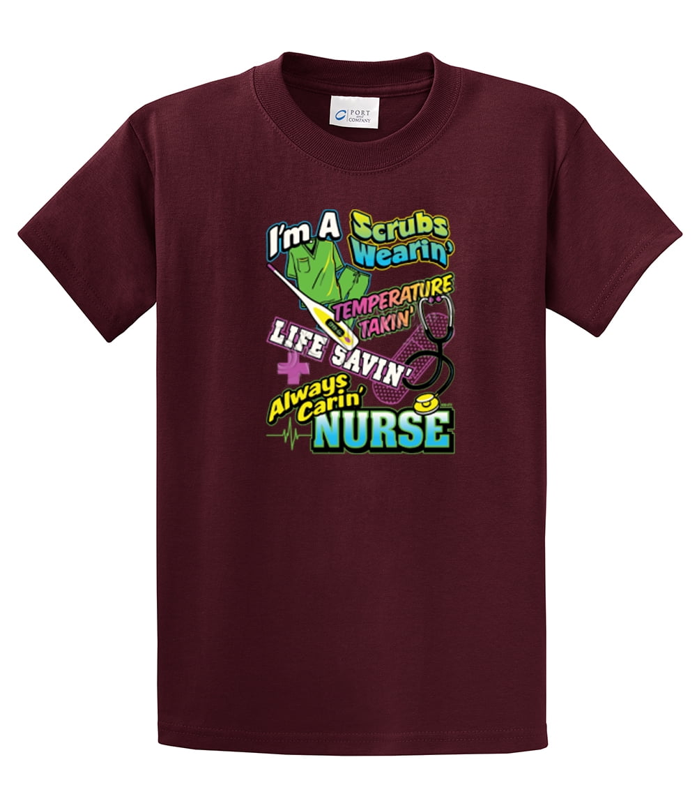 Nurse Short Sleeve T-shirt I'm A Scrubs Wearin' CNA Assistant Plus Funny Tee - Picture 53 of 104