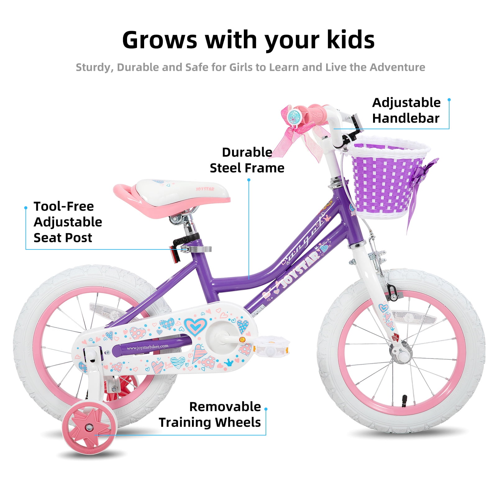 JOYSTAR Angel Girls Bike 12 18 Inch Kids Bicycle with Training Wheels Basket Handbrake Kickstand in Serbia at RSD 22537 Rating 5