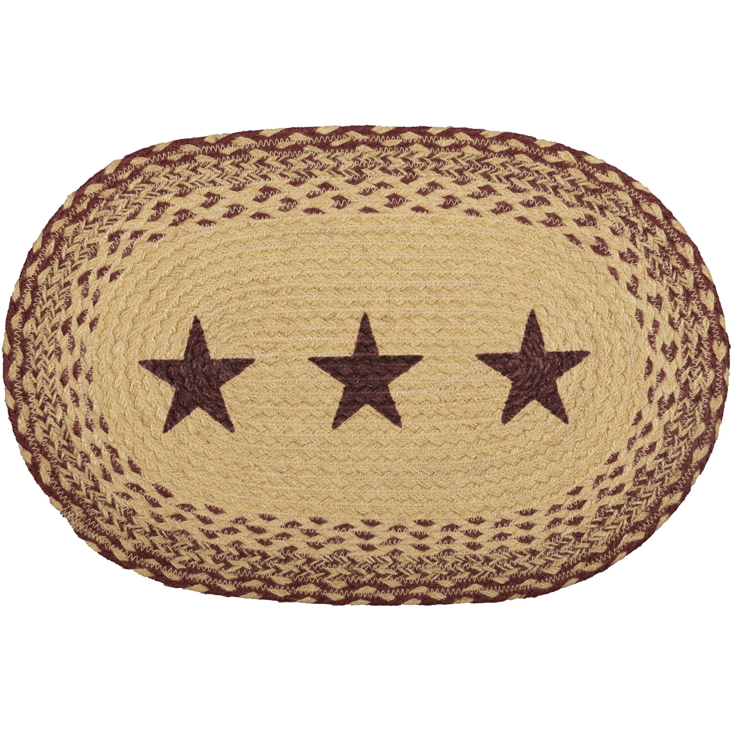 6/Set, Burgundy Tan Stencil Star Placemats, 12x18