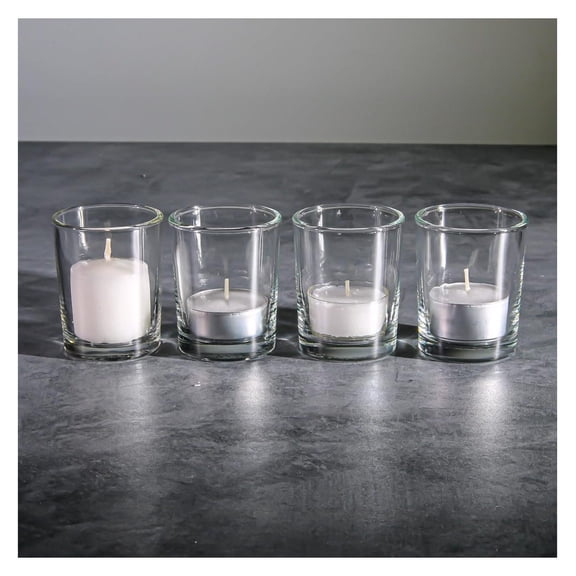 72 Clear Glass Votive Candle Holders - 2.5"H x 2"W - Bulk Votive Holders for Weddings, Restaurants, Parties & Home Decor - Thick Glass Candle Containers