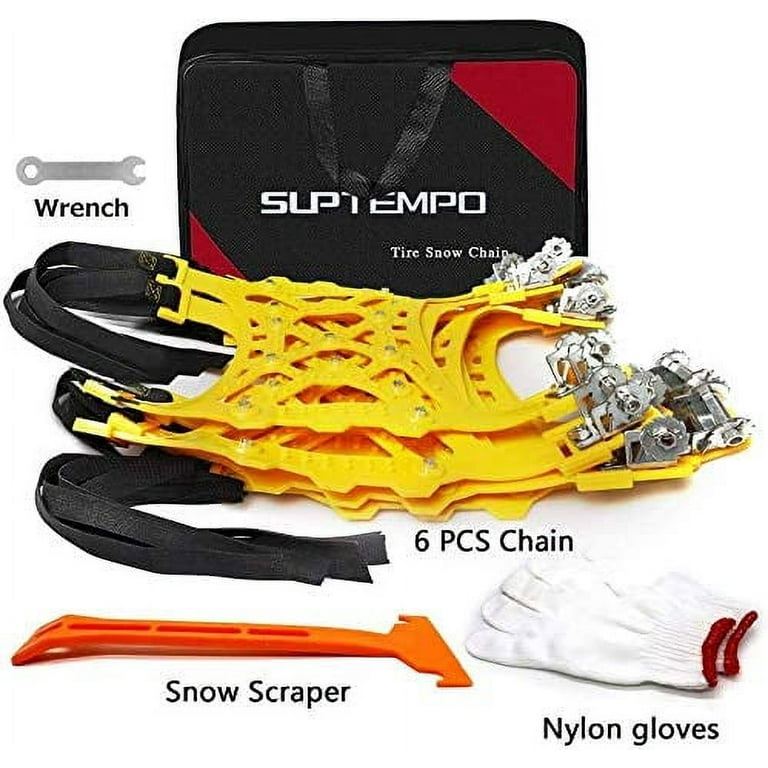 Snow Chains, Pack of 6 Universal Car Chains, Non-Slip Tyres, Snow Chains,  Safety Chains for Car/Truck/SUV, Suitable for Tyre Width 165 - 285 mm / 6.5  - 11.23 Inches : : Automotive