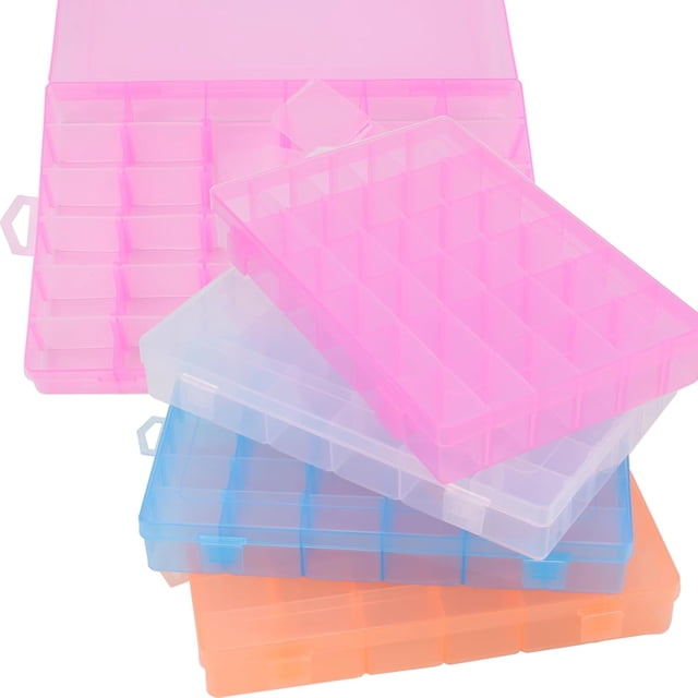 Grids Plastic Bead Organizer Containers Storage Adjustable Dividers Diamond Jewelry Craft Painting Storage Case Clear Small Fishing Tackle Box for Sewing Cross Stitch Accesso