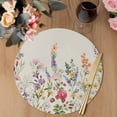 thumbnail image 3 of Watercolor Wildflowers Round 13 Inch Placemats Set of 8, Farmhouse Botanical Flowers Herbs HeatResistant Non Slip Place Mats for Dining Table, Wipeable Braided Kitchen Table Mats for Housewarming, 3 of 9