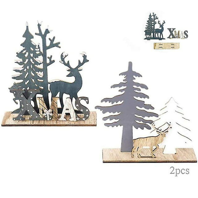 Piezas de decoración de alce de copo de nieve JanHm de madera para árbol de Navidad