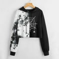 thumbnail image 4 of Juosiy Women Halloween Hoodies Dark Wind Spider Web Tie-Dye print Long Sleeve Hooded Pullover Gothic Drop Shoulder Drawstring Sweatshirts, 4 of 9