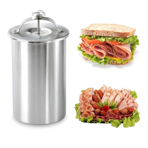 Stainless Steel Ham Maker with Thermometer, 304 Food-Grade Meat Press, 2-2.5 LBS, Dishwasher Safe