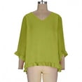 thumbnail image 3 of LLYWEY Tunic Tops for Women Button Crew Neck Summer T-Shirt Ruched Front Short Sleeve Tops, Green-a XXL, 3 of 7