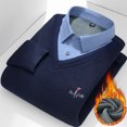 thumbnail image 3 of Camisa informal de dos piezas de lana gruesa y polar de invierno para hombre, camisa básica de punto, ropa de hombre de talla grande, 3 of 5