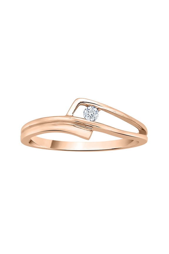 Diamond Solitaire Fashion Ring in 10K Rose Gold (1/20 cttw) (I-Color, SI3/I1-Clarity) (Size-10)