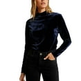 thumbnail image 2 of Mifsaly Womens Velvet Top Turtleneck Long Sleeve Shirts Slim Fit Basic Thermal Undershirts Spring Winter Velour Blouse M, 2 of 6