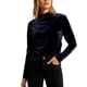 thumbnail image 2 of Karight Women's Dressy Mock Neck Velvet Blouse Long Sleeve Elegant Business Casual Tops Ladies Office Party Shirts, 2 of 5
