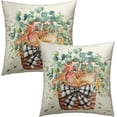 thumbnail image 3 of Summer Eucalyptus Leaves Starfish Pillow Set of 2 Covers Coastal Shells Basket Green Leaf Decoration Cushion Cover Pillowcase 20 x 20 Inches for Couch Indoor Bedroom Decor, 3 of 7