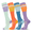 4 Pairs Striped Block, variant on NICELF Compression Socks for Women & Men, 20-30 mmHg Knee High Stockings, 4 Pairs Support Circulation Socks for Nurse, Travel, Athletic, Cycling