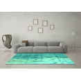 thumbnail image 3 of Ahgly Company Machine Washable Indoor Square Abstract Turquoise Blue Modern Area Rugs, 5' Square, 3 of 4