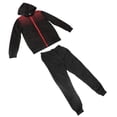 thumbnail image 2 of Conjunto de sudadera y pantalones deportivos con cremallera para hombre, resistente al viento, chaqueta polar cálida, pantalones para otoño e invierno, color negro, talla M, 2 of 14
