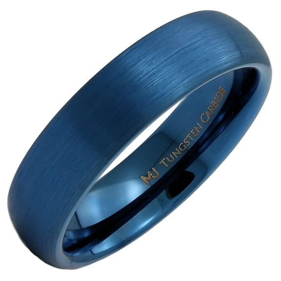 Metals Jewelry Unisex Adult Blue Tungsten Carbide 6mm Wedding Band Brushed Finish Comfort Fit Ring Size 6