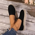 thumbnail image 6 of OOOUM Suede Loafers For Women Round Toe Slip On Platform Espadrille Loafers Woven Sole Casual Daily Shoes Black US:8, 6 of 8