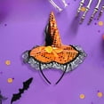 thumbnail image 6 of Gallickan Halloween Hat Headband, Lace Sequins Hair Accessory for Halloween, Adjustable Adult Child Party Photo Prop, Orange, 6 of 6