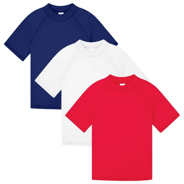 BIG ELEPHANT 3 Pack Kids Short Sleeve Rash Guard Shirt UPF 50+ Protection Swimwear Quick Dry Swim Tee Youth Rashguard