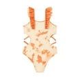 thumbnail image 3 of Xijirk Girls Tie-Dye Swimsuit 5-14 Years | Ruffle Hollow-Out Bathing Suit | Solid Print Swimwear,Size 12, 3 of 6