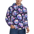 thumbnail image 2 of Honeii cool flower Skull Pattern Mens Hoodies Men's Loose Sleeve Sweatshirt,Pullover Hooded Sweatshirt for Men,Essentials Hoodie-Small, 2 of 7