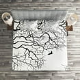 thumbnail image 2 of Ambesonne Nature Quilted Coverlet 3 Pcs, Twiggy Tree Branches, Queen Size, Black and White, 2 of 2
