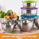 thumbnail image 3 of Chef Mixing Bowl with Sealing Lid, 6-Piece Stainless Steel Metal Bowl with Measurement Marks and Colorful Non-Slip Bottom Sizes 7, 3.5, 2.5, 2.0, 3 of 5