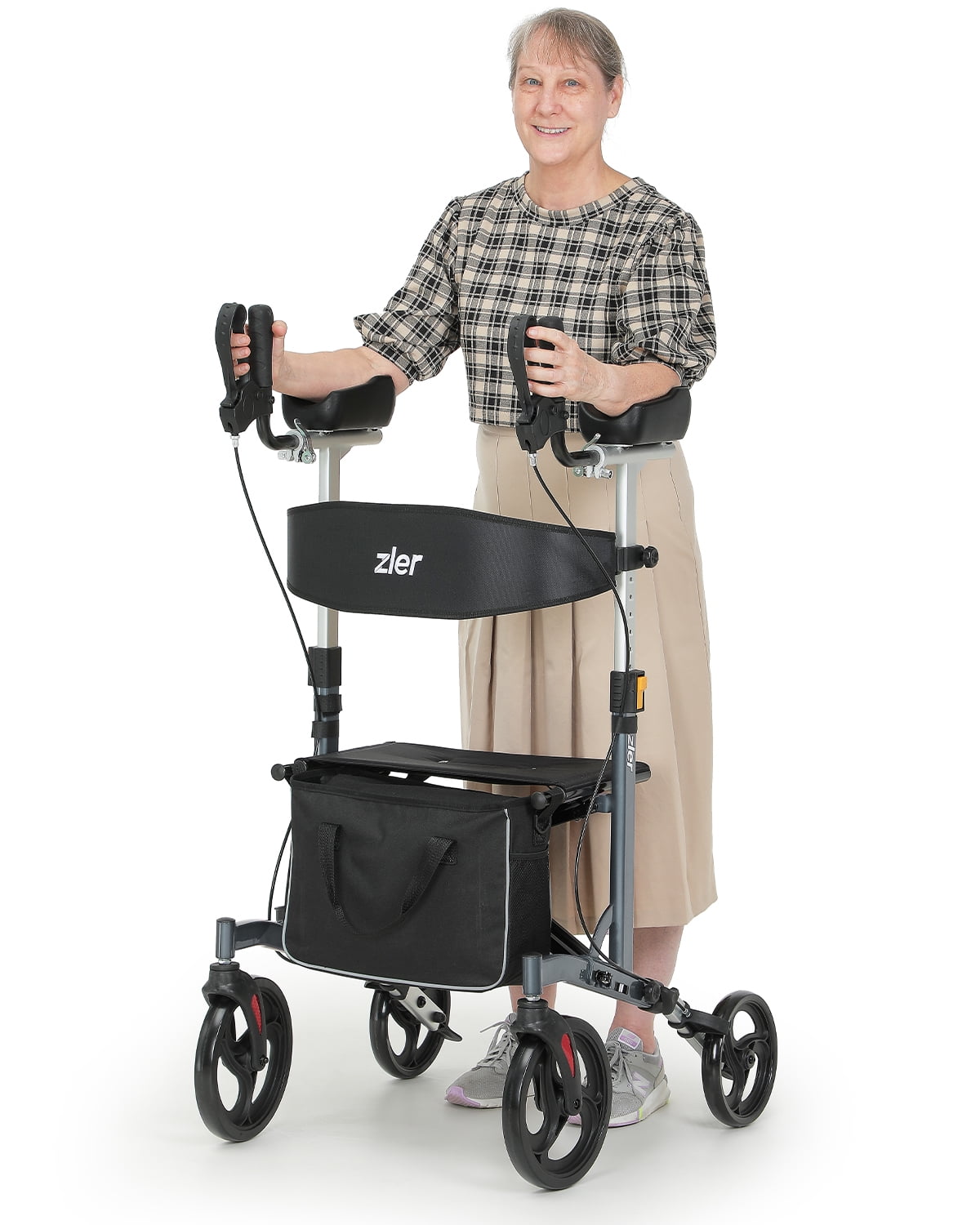 Zler Upright Walker for Seniors, Stand Up Rollator Walker with 10