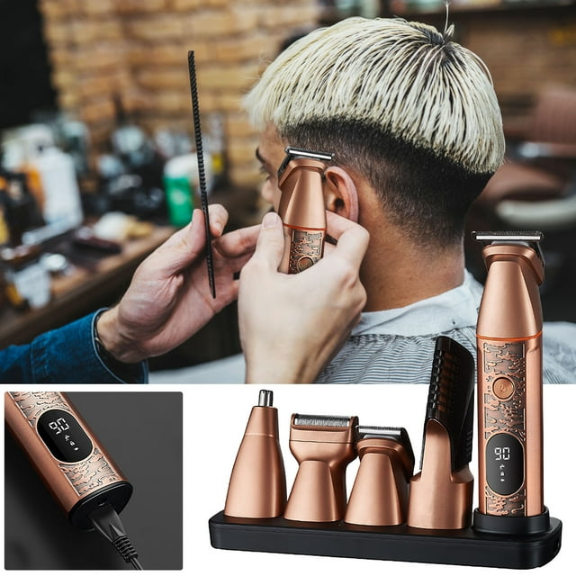 PEONAVET Nail Clipper Nail Clipper Vintage Digital Display Magnetic Suction Multi-function Six In One Hair Clipper Electric Hair Clipper Oil Head Push Shear Carving Knife