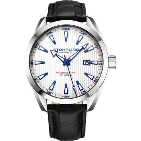- Attitude Series: 3953.L3 Mens Watch Boldly Styled Quartz Date With PrecisiEtch Grooved Dial Genuine Leather Strap Miyota Japanese Movement