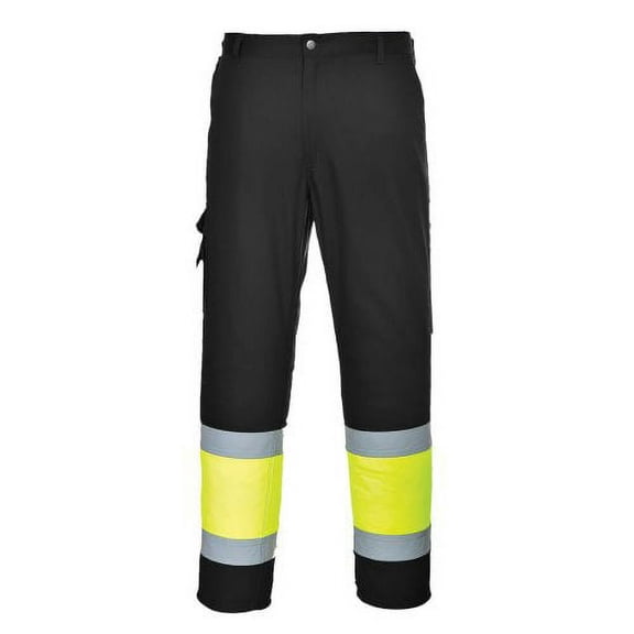 Portwest E049 Mens Reflective Two-Tone Hi-Vis Cargo Work Pants Yellow/Black, X-Large