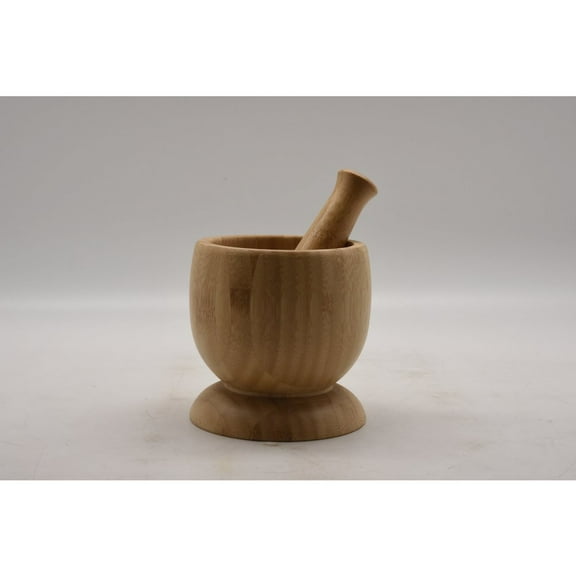 WHITE LABEL Bamboo Mortar And Pestle Dia 11.8*18Cm