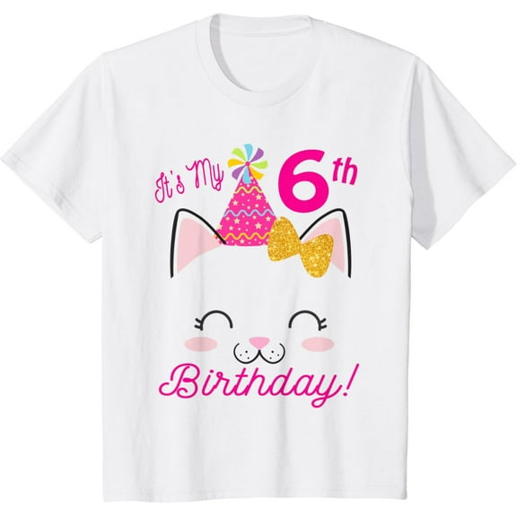 Sam Soft Its My 6th Birthday Shirt Girl Kitty Cat theme Party T-Shirt