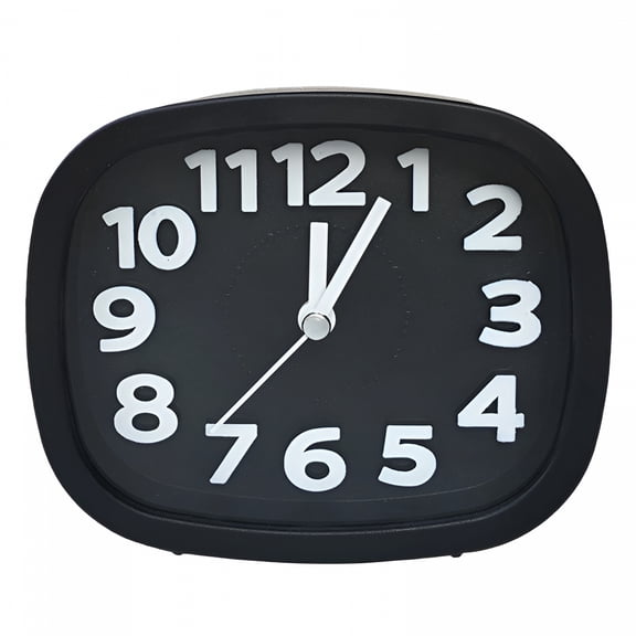 DESIGNICE 2026 New Battery Operated Non-Ticking Small Bedside Analog Alarm Clock,Battery Alarm Clock,Small Clock,Bedside Clock - Plastic Desk Clock for Household - Freestanding