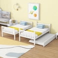 thumbnail image 4 of Leumius Twin over Twin Size Bunk Bed Frame with Trundle, Twin Size Bunk Bed with Ladder and Safety Guardrails for Boys Girls White, 4 of 8