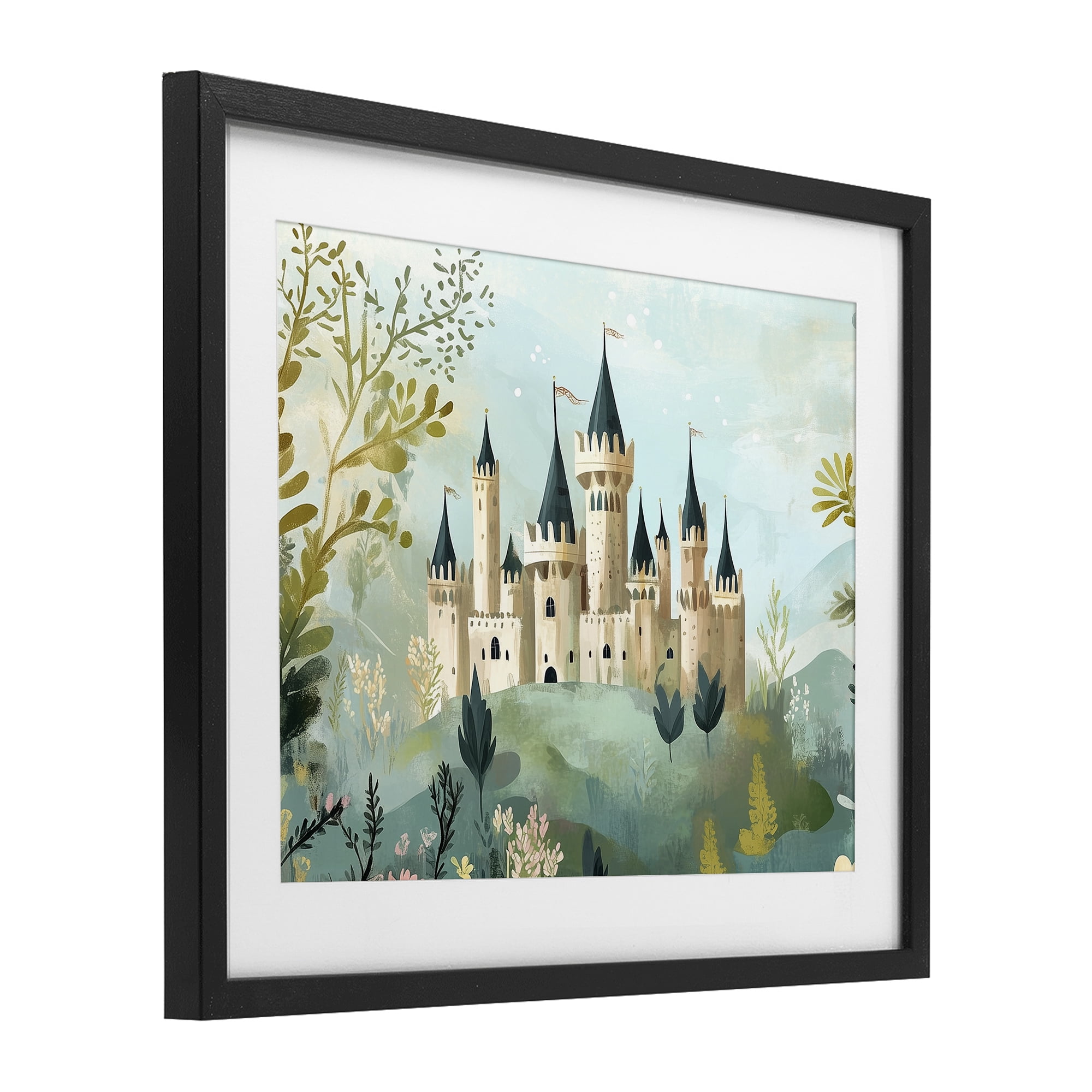 Stupell Industries Princess' Castle View Black Framed Print Under Glass, design by Christine Simpson Art