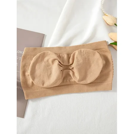 

Plus Size Solid Color Padded Breathable Tube Top Women‘s Plus Slight Stretch Sexy Top Bra