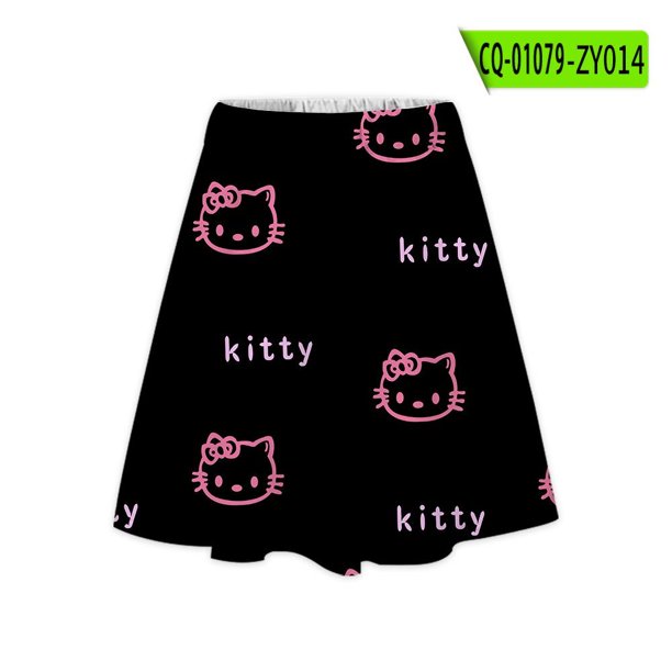 Hello Kittys Girl nueva falda de cintura alta versión coreana bonita de dibujos animados falda acampanada adelgazante informal reductora de edad de nicho para mujer