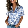 thumbnail image 2 of Minjewel Women's Short Sleeve Satin Blouse Silk Tops Button Down Shirts Business Casual Work Office Wear Dressy Chic Tops,Light Blue,S, 2 of 8