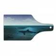 thumbnail image 1 of Underwater Cutting Board, Wild Sharks Swimming in Sea Atlantic Ocean Peace Clouds Marine Design, Tempered Glass Cutting and Serving Board, Wine Bottle Shape, Violet Petrol Blue, by Ambesonne, 1 of 1